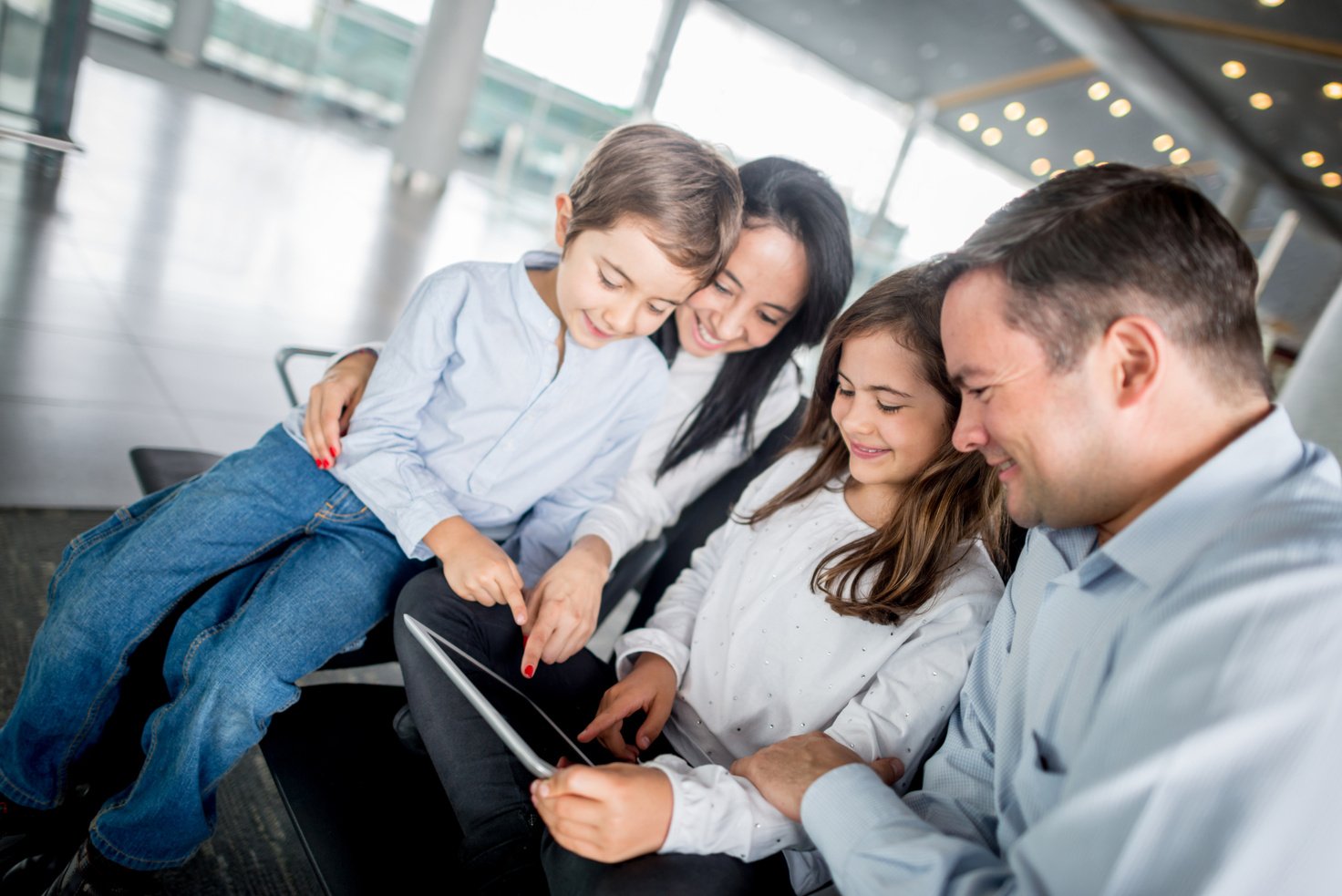 Family using digital tablet